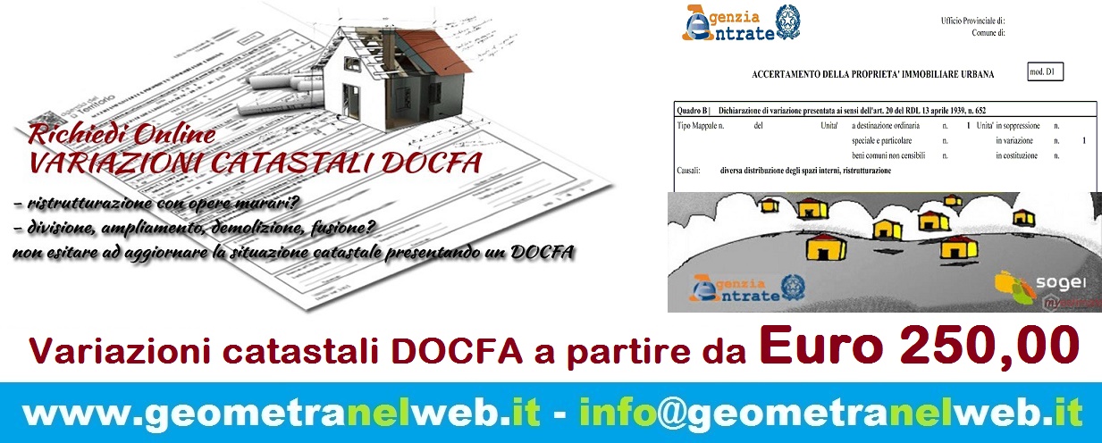 Variazione Catastale: Costo Docfa Geometra Online